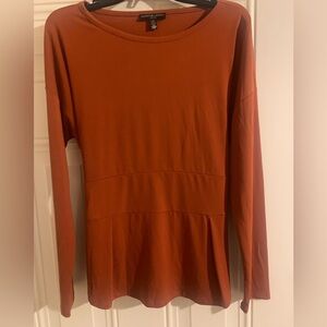 Adrienne Landau Terracotta Long Sleeve Tie Back Top Size L